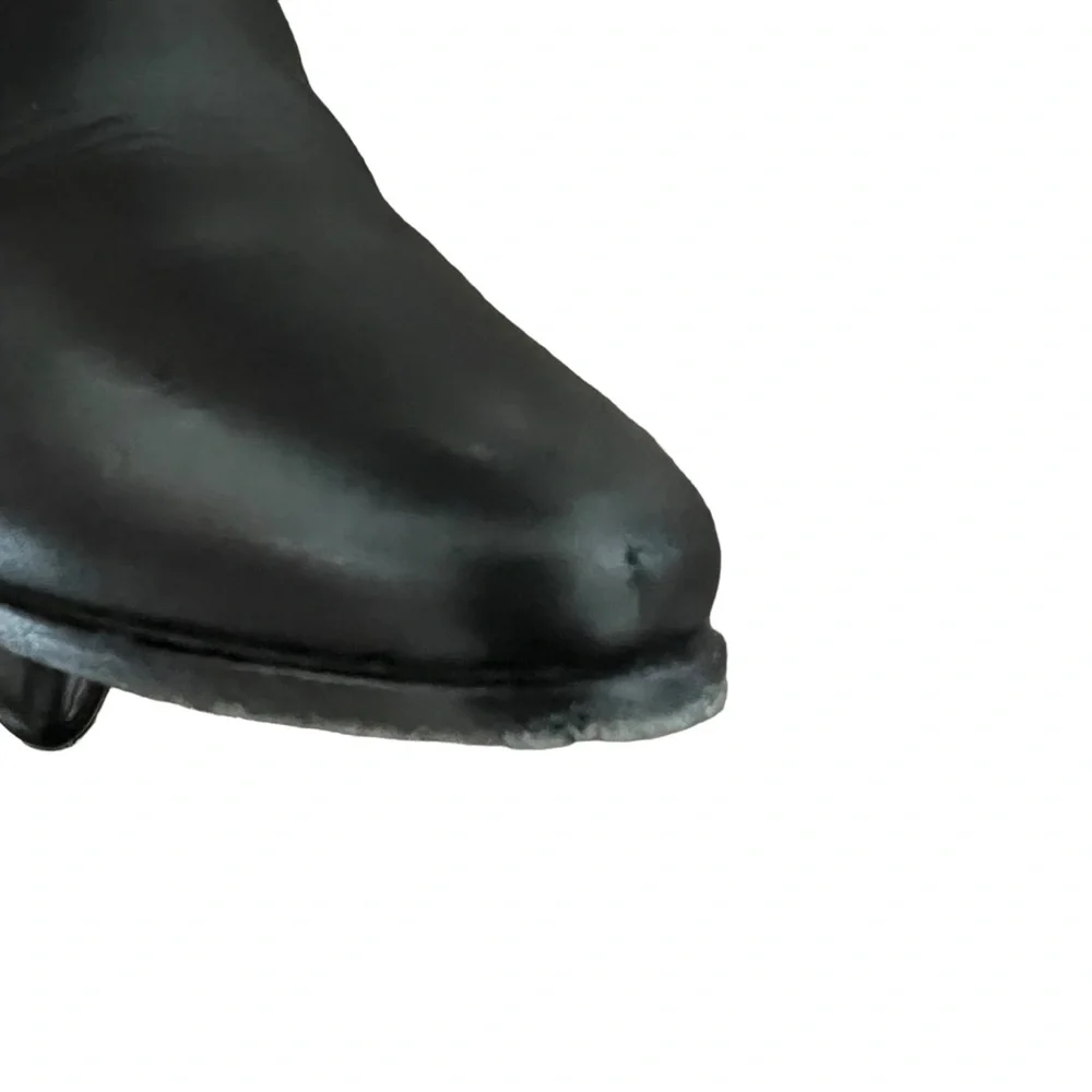 Saint Laurent Black Leather Western Chain Ankle Boots - Picture 9 of 16